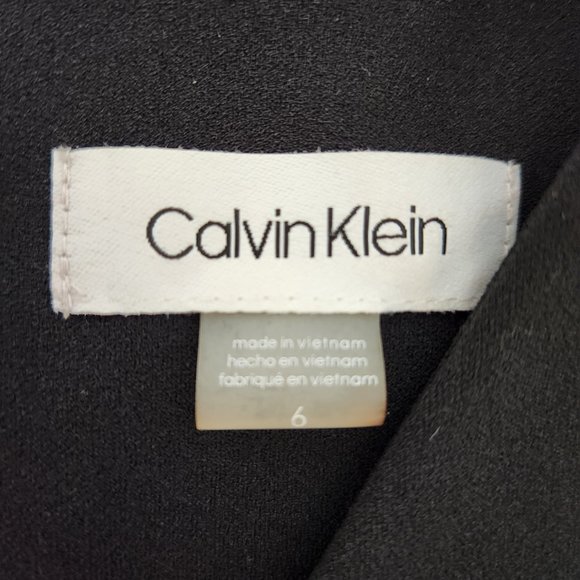 CALVIN KLEIN Minimalist Stretchy Sleeveless Gold MK Black Dress Size 6 LIKE NEW! - Picture 11 of 16